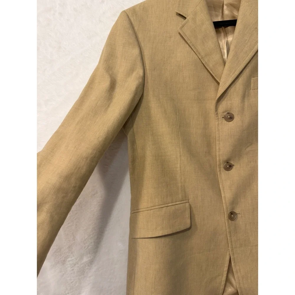 Banana Republic Blazer‎ Mens 38S Tan Linen Cotton Blend 3 Button Coat Jacket